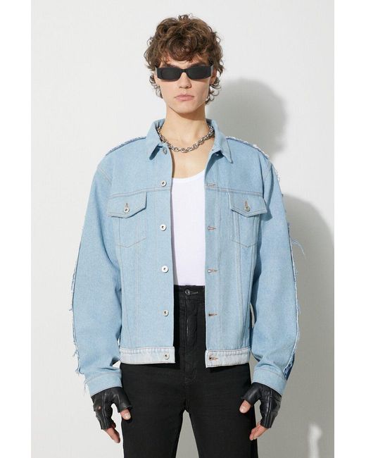 Heron Preston Blue Patchwork Denim Jacket for men