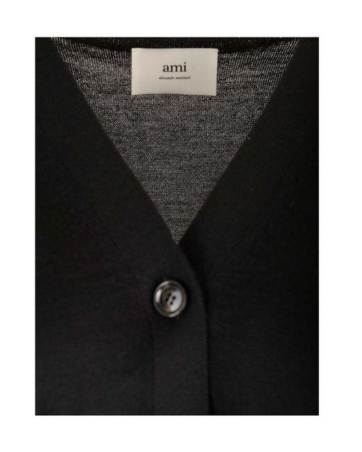 AMI Black Ami De Coeur Logo Embroidered Buttoned Cardigan