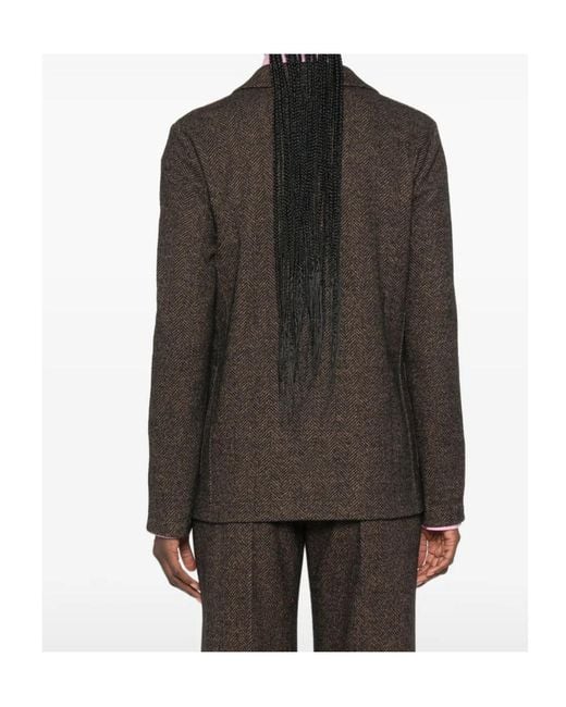 Harris Wharf London Brown Single-Breasted Herringbone Knit Blazer
