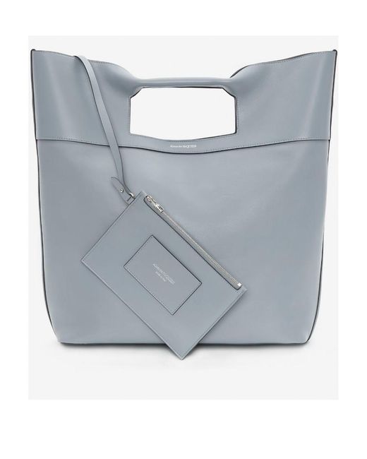 McQueen Gray Logo Printed Bow-Detailed Tote Bag for men