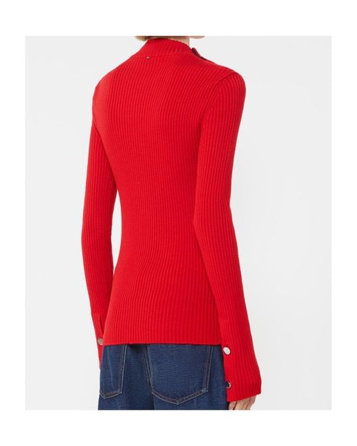 Sportmax Red Button-Down Slim-Fit Sweater
