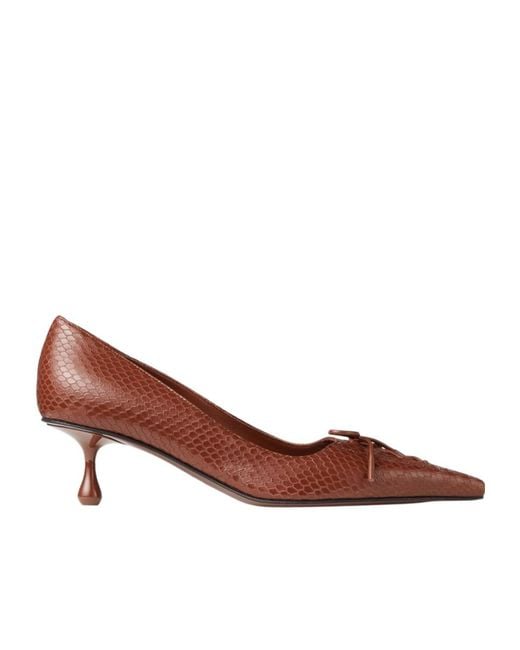 Jimmy Choo Brown 50Mm Scarlett Lace-Up Snakeskin-Effect Pumps