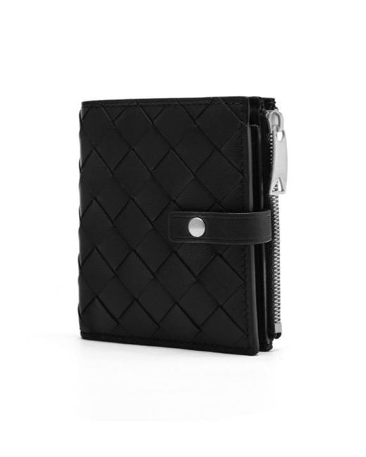 Bottega Veneta Black Intreciato Knitting Wallet