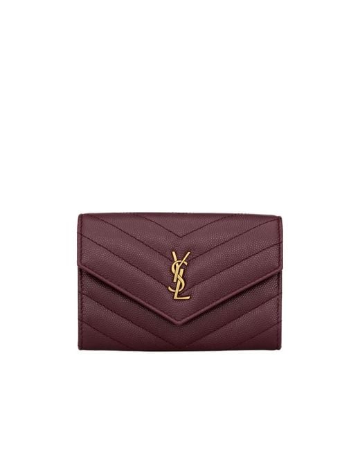 Saint Laurent Purple Cassandre Quilted Envelope Wallet