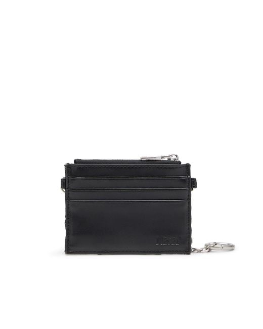 DIESEL Black Logo Embellished Chained Card Holder