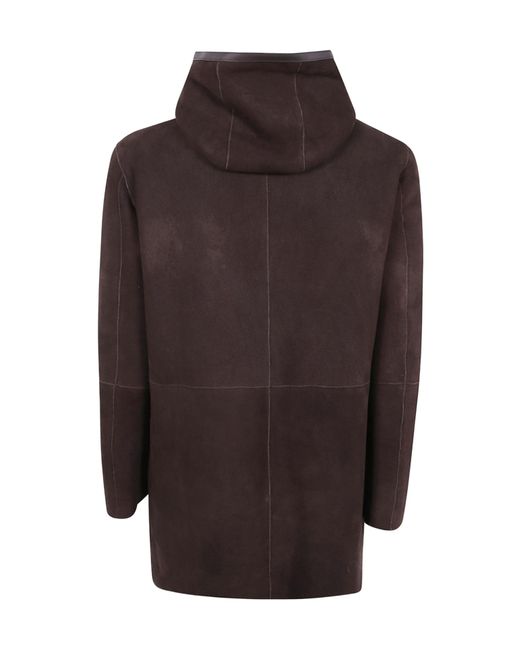 Tagliatore Brown Wilson Hooded Zip Coat for men