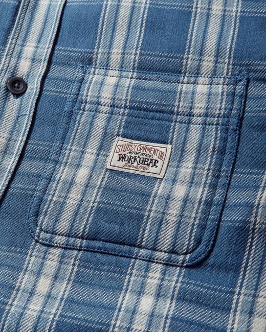 Stussy Blue Plaid Casual Jacket for men