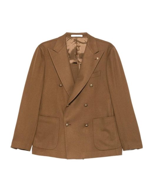Tagliatore Brown Double-Breasted Blazer for men