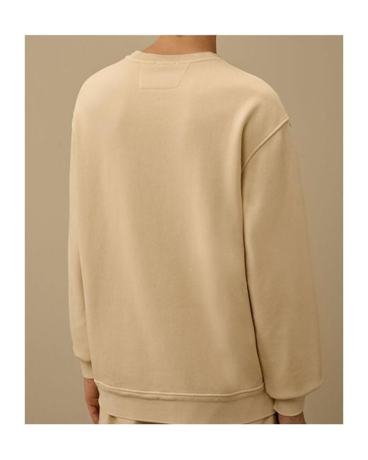 C P Company Natural Logo-Embroidered Crewneck Cotton Sweatshirt for men