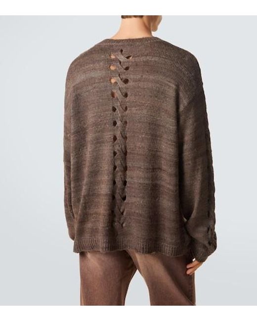 Our Legacy Brown Loose Silk Knit Sweater for men