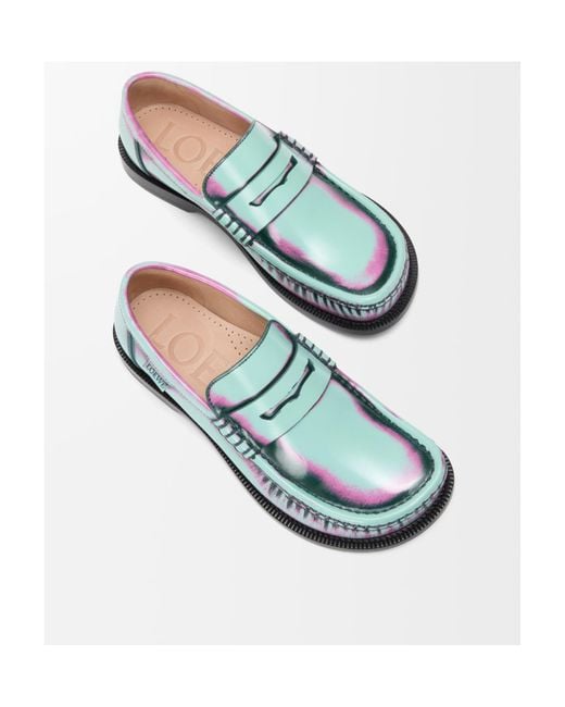 Loewe Blue Campo Brushed Loafers