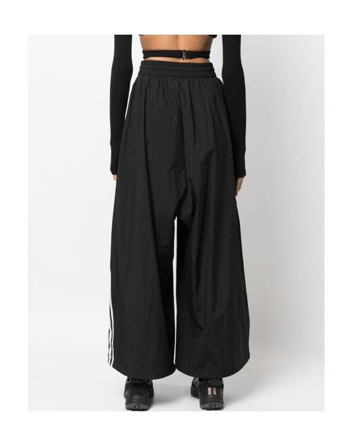 Y-3 Black Logo-Print Wide-Leg Trousers