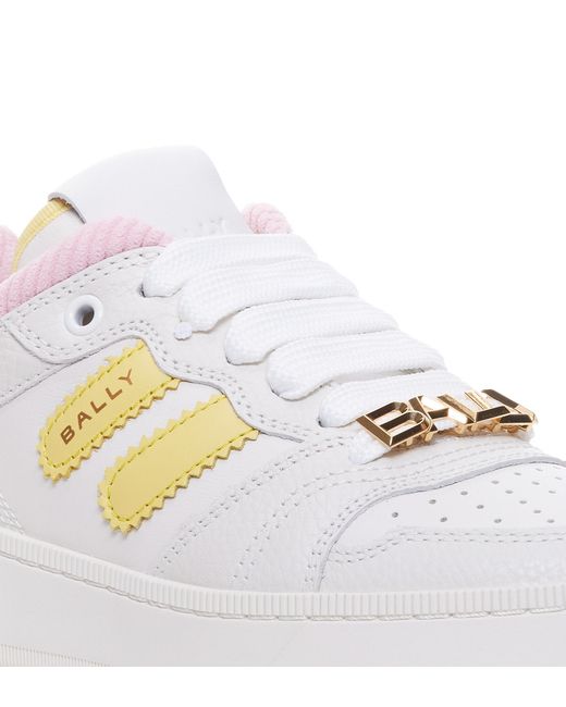 Bally White Logo Plaque Lace-Up Sneakers