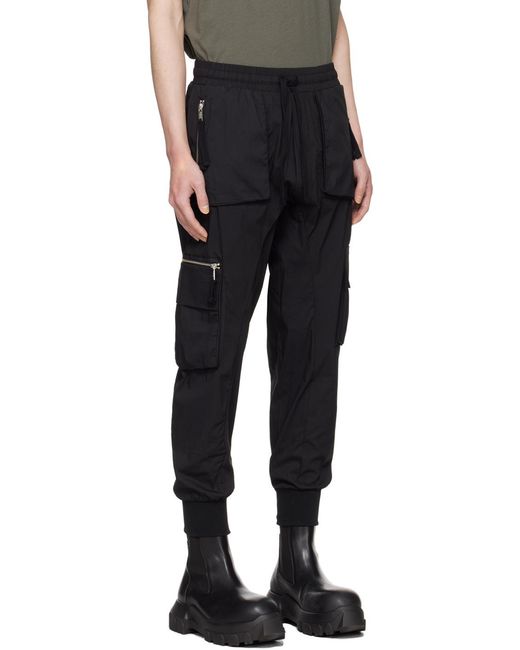 Thom Krom Black Drawstring-Waist Cargo Shorts for men