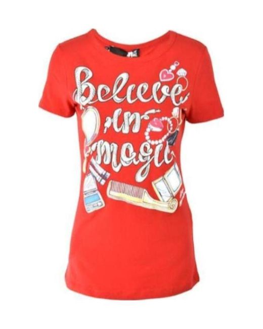 Moschino Red Item O-Neck Short-Sleeved T-Shirt