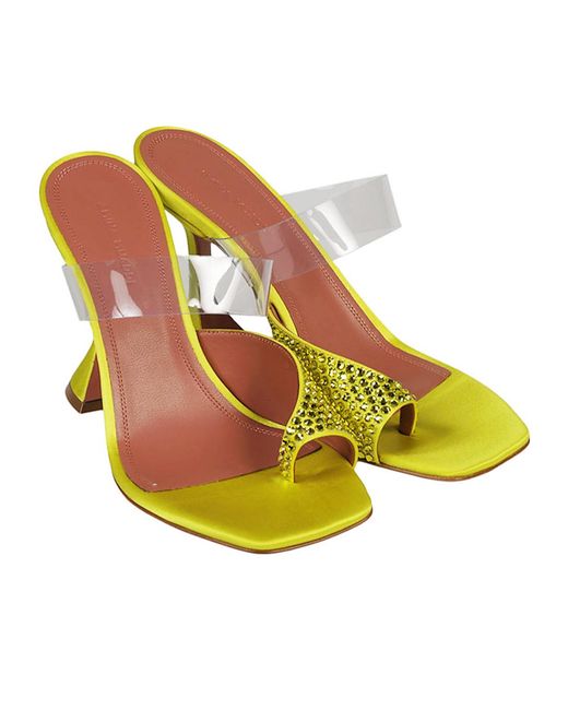 AMINA MUADDI Yellow Square-Headed High-Heeled Sandals