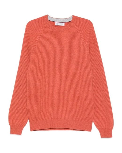 Brunello Cucinelli Red Crew-Neck Sweater for men