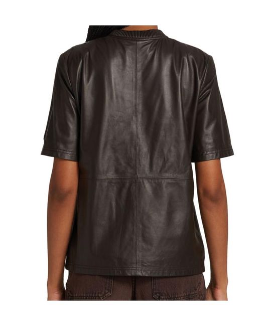 Amiri Black Crewneck Short-Sleeved Leather T-Shirt