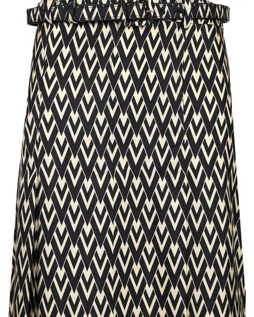 Valentino Black Toute La V Pleated Midi Skirt
