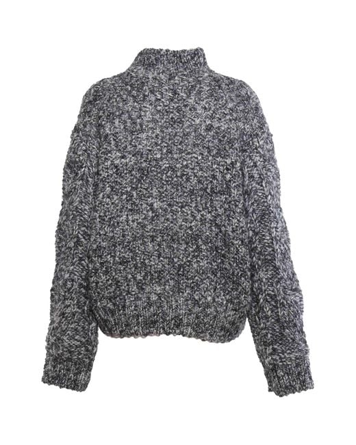 Alberta Ferretti Gray High-Neck Long-Sleeve Jumper