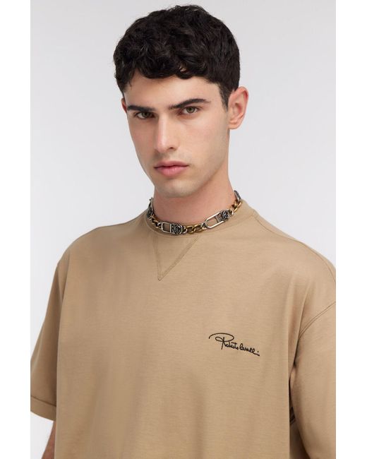 Roberto Cavalli Natural Logo-Patch T-Shirt for men