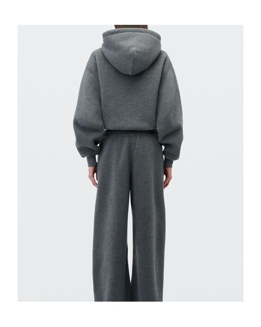 Alexander Wang Gray Crystal Drawcord Shrunken Zip-Up Hoodie