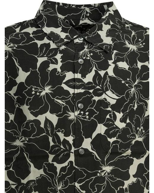 Stussy Black Floral Hawaiian Shirt for men