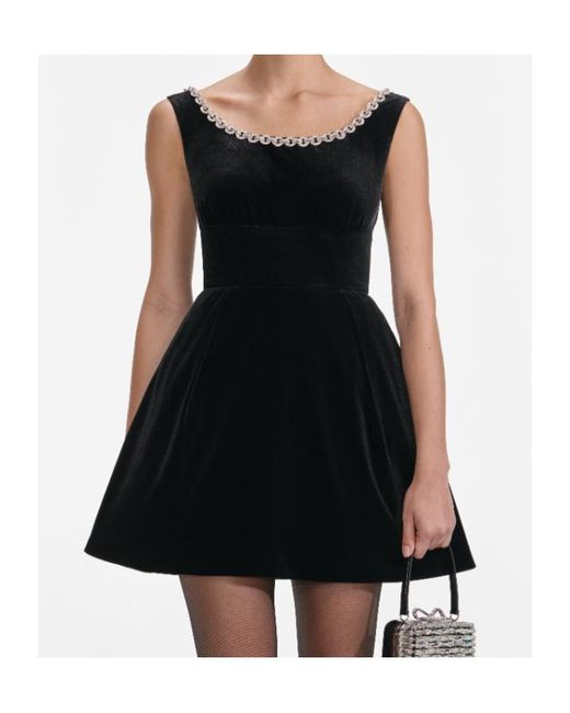 Self-Portrait Black Velvet Mini Dress