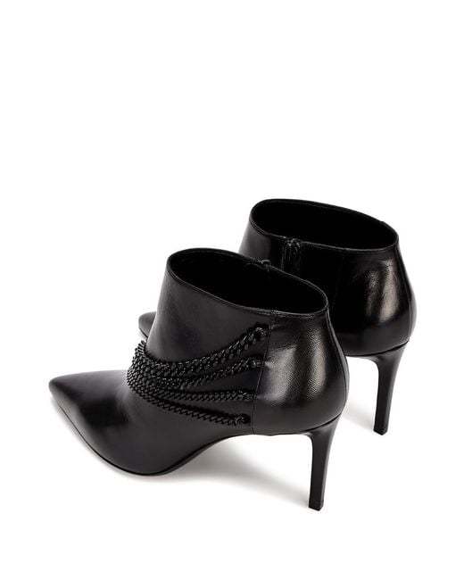 Saint Laurent Black Pointed High-Heeled Ankle Boots