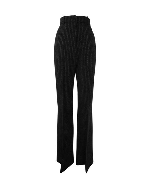 Balmain Black High Waist Lurex Striped Trousers