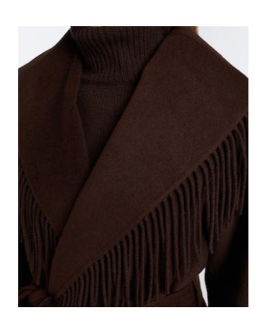 Jonathan Simkhai Brown Fringed Wool-Blend Coat