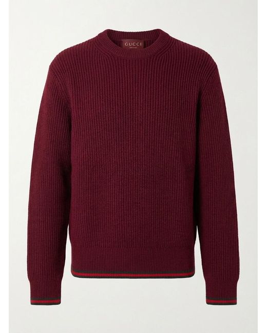 Gucci Red Mock-Neck Knit Sweater for men