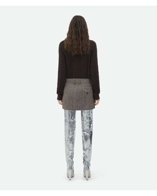 Bottega Veneta Gray Mini Pleated Skirt