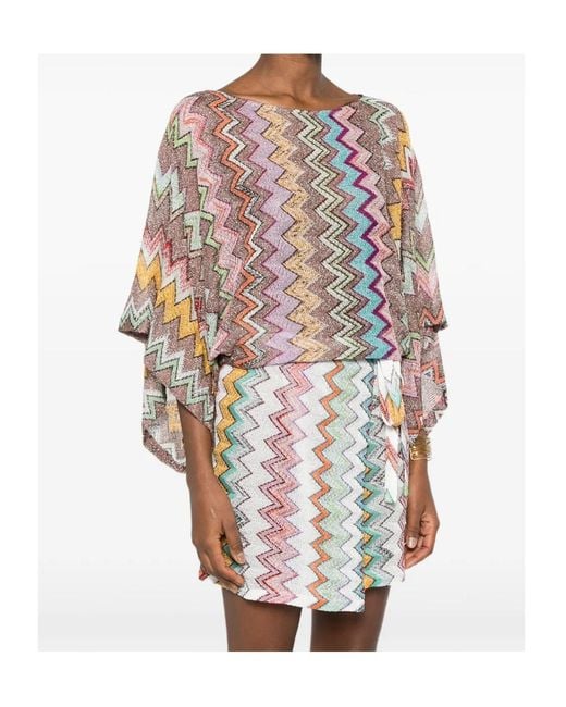 Missoni Pink Short Sleeve Zigzag Pattern Blouse