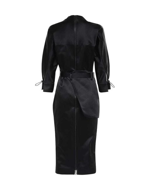 Fendi Black Belted Logo Dress