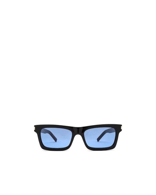 Saint Laurent Blue Eyewear Rectangular Frame Sunglasses