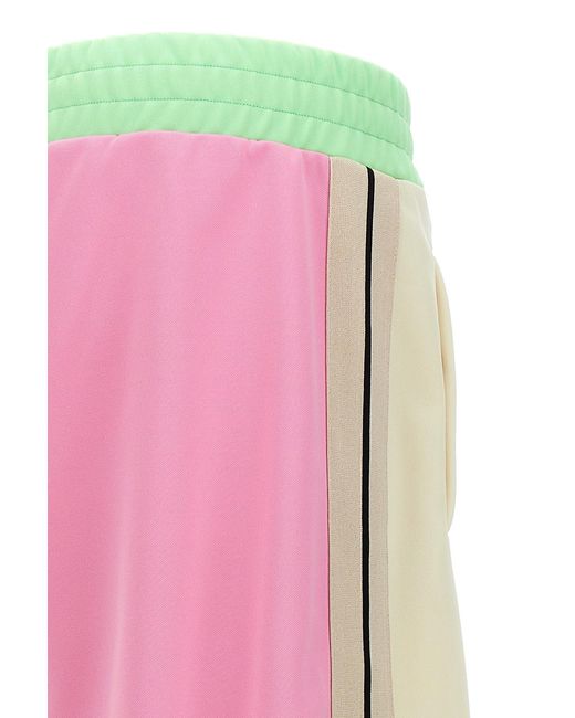 Palm Angels Green Logo Printed Colourblock Track Pants for men