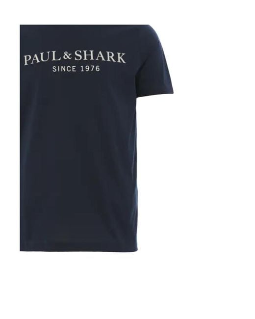 Paul & Shark Blue Round Collar Logo T-Shirt for men