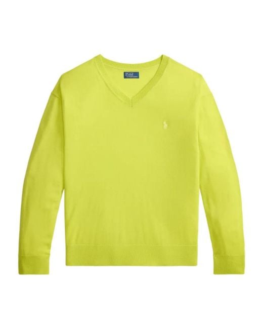Polo Ralph Lauren Yellow Embroidered Merino Wool Sweater