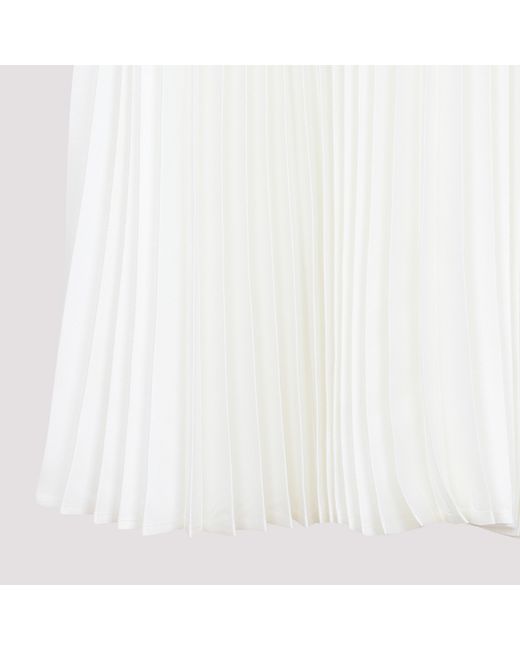 Jil Sander White Pleated Midi Skirt