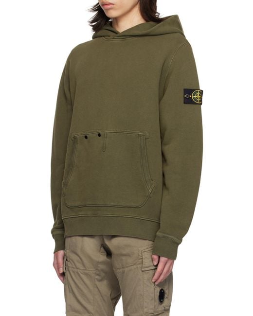 Stone Island Green Long-Sleeved Compass Patch Hoodie for men