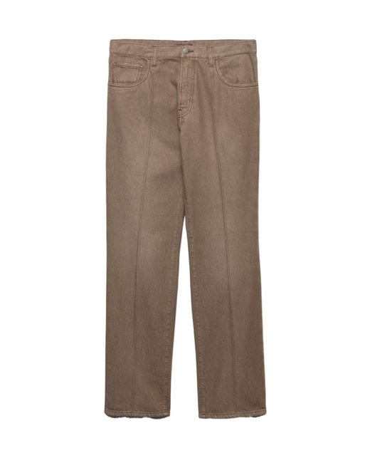 Prada Brown Five-Pocket Washed Denim Jeans for men