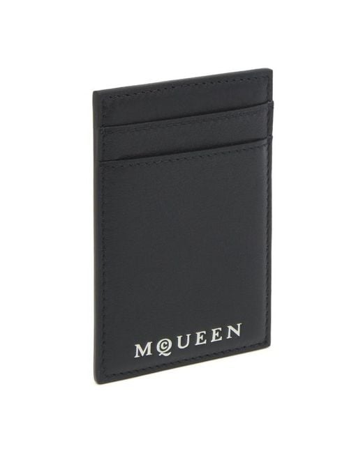McQueen Black Logo Printed Card Holder for men
