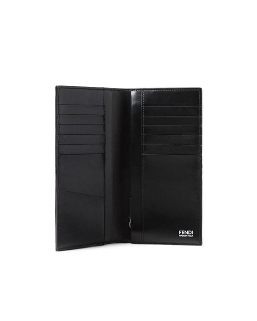 Fendi Black Ff Zucca Jacquard And Leather Wallet for men