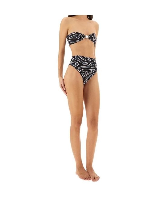 Emilio Pucci Black Pucci Maze Printed Strapless Bikini Top