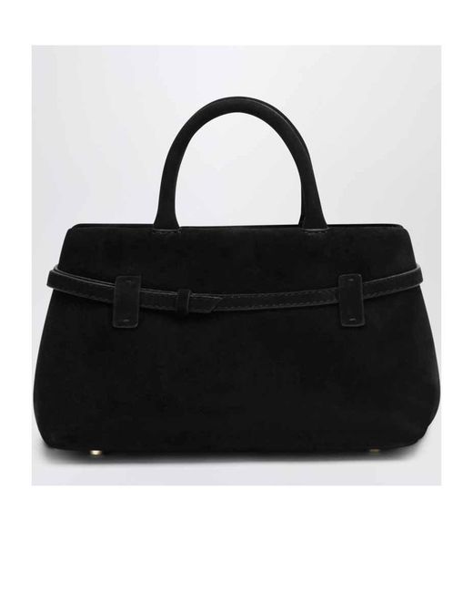 MANU Atelier Black Buckle-Fastening Suede Tote Bag