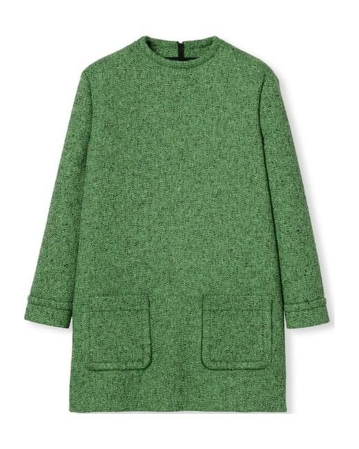 Gucci Green Mouline Long-Sleeve Dress