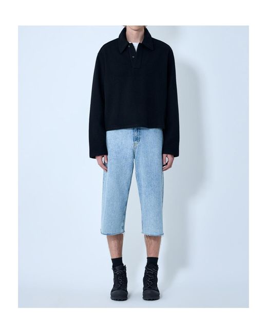 Rier Blue Long-Sleeved Polo Sweater for men
