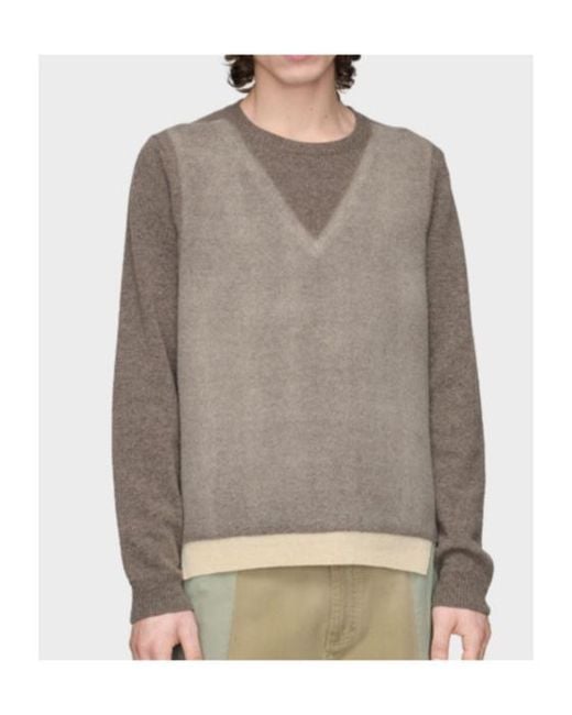Maison Margiela Gray Fused Knit Wool Crewneck Sweater for men