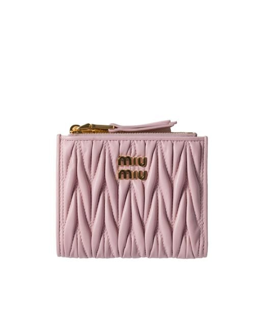 Miu Miu Pink Matelassé Nappa Leather Small Wallet